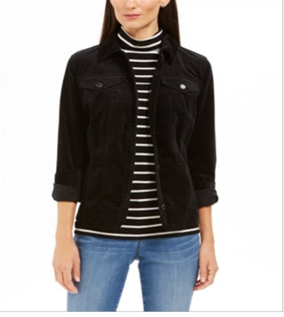 Charter Club Women's Velveteen Jacket Black Size X-Small