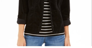 Charter Club Women's Velveteen Jacket Black Size X-Small