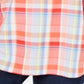 Tommy Hilfiger Women's Plaid Button Front Popover Blouses Orange Size XXXL