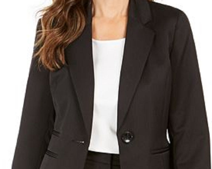 Le Suit Women's 1 Button Jacket Striped Pants Suit Black Size 6P