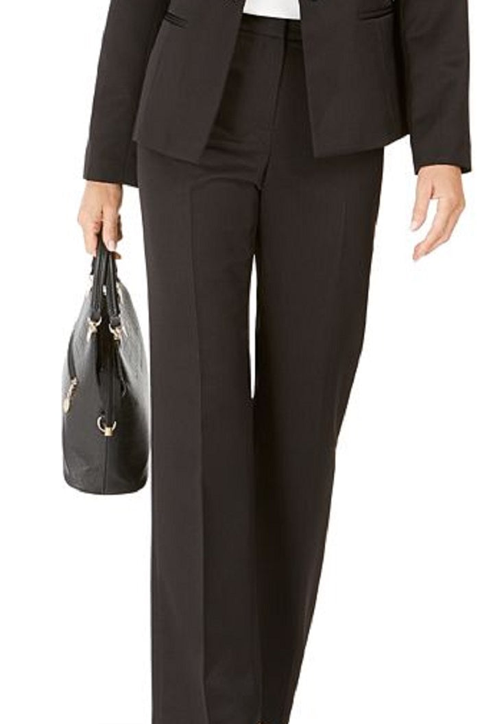 Le Suit Women's 1 Button Jacket Striped Pants Suit Black Size 6P