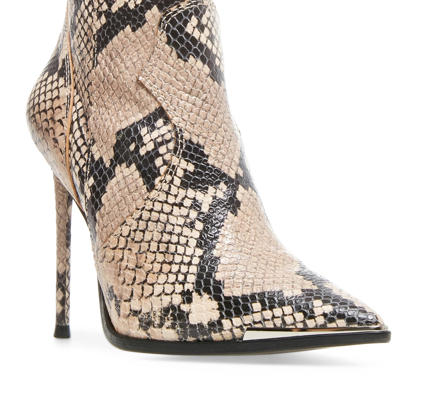 Steve Madden Women's Tina Fabric Pointed Toe Ankle Fashion Boots Beige Snake Size 9 M
