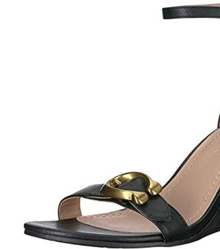 Coach Women's Odetta Wedge with Signature Buckle Black Size 8 B