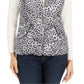 Charter Club Women's Printed Zip Front Vest White Size Petite Medium