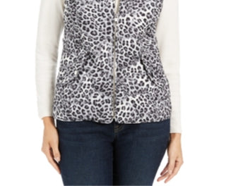 Charter Club Women's Printed Zip Front Vest White Size Petite Medium