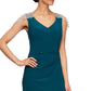 Alex Evenings Women's Teal Sleeveless Full Length Fit Flare Dress Green Size 14