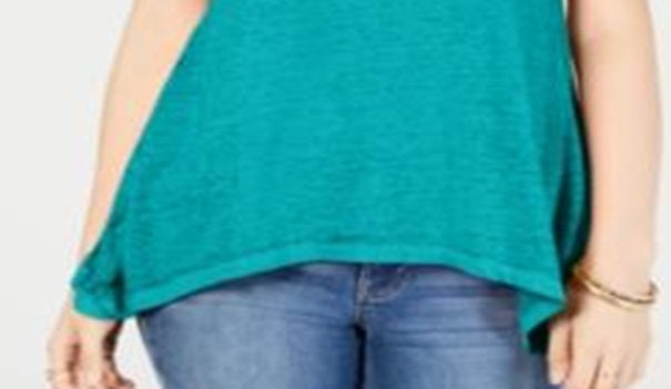 Style & Co Women's Burnout Handkerchief Hem T-Shirt Blue Size X-Small