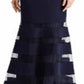 Ralph Lauren Women's Tulle Panel Surplice Long Sleeve Gown Blue Size 2