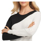 DKNY Women's Colorblocked Asymmetrical Sweater White Size Medium