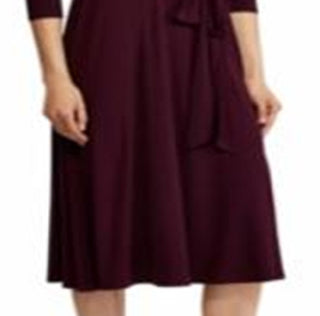 Ralph Lauren Women's 3/4 Sleeve Belted Jersey MIDI Dress Purple Size 8