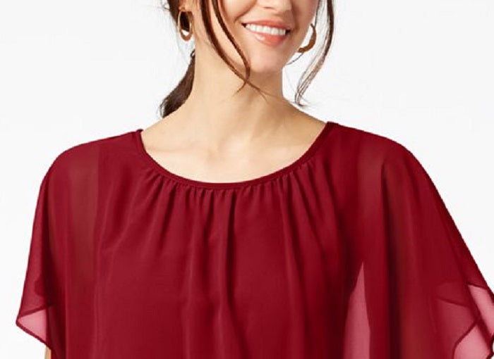 JM Collection Women's Flutter Sleeve Top Red Size X-Small