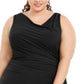 Calvin Klein Women's Plus Draped Cowlneck Gown Black Size 14W