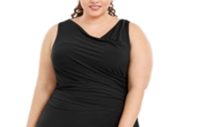 Calvin Klein Women's Plus Draped Cowlneck Gown Black Size 14W