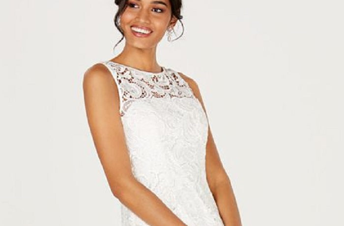 Adrianna Papell Women's Illusion Lace Sheath Dress White Size 16