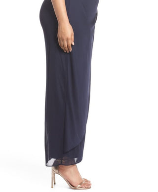 Alex Evenings Women's Long Cold Shoulder Dress Purple Size 20W