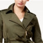 Michael Kors Women's Belted Zippered Pocketed Rain Coat Jacket Green Size Small