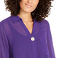 Alfani Women's Semi Sheer 3/4 Sleeve Blouse Purple Size Petite Small