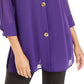 Alfani Women's Semi Sheer 3/4 Sleeve Blouse Purple Size Petite Small