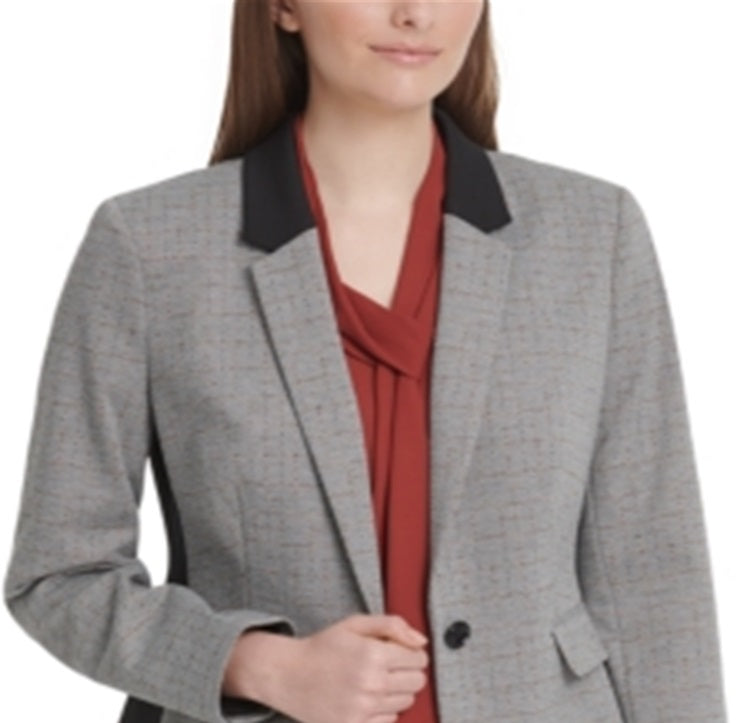 DKNY Women's One Button Knit Blazer Gray Size 12
