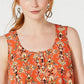 Style & Co Women's Printed Sleeveless High Low Swing Top Red Size Medium