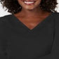 Karen Scott Women's Eyelet V Neck Cotton Top Black Size Petite XL