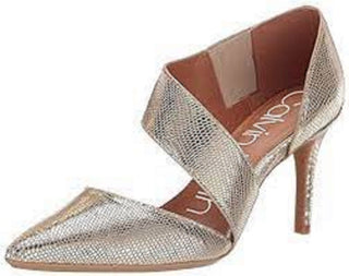 Calvin Klein Women's Gella Leather Pointed Toe Ankle Wrap Classic Pumps Yellow Size 10 M