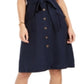 Charter Club Women's Linen Blend Button Front Dress Blue Size 12