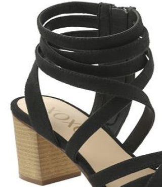 XOXO Women's Eden Dress Heels Faux Suede Strappy Black Size 8.5