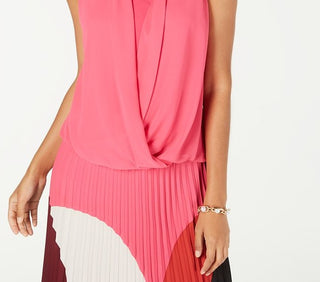 Alfani Women's Sleeveless Draped Front Top Pink Size Petite L