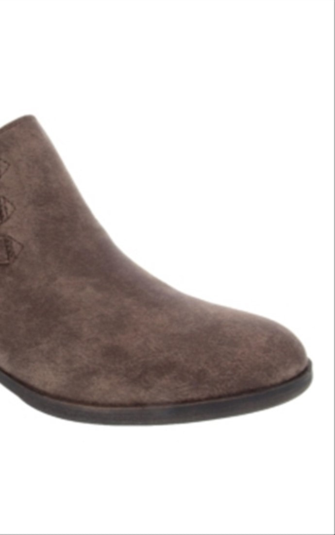 Sugar Women's Buckle Accent Cushioned Tikki Almond Toe Block Heel Zip up Booties Brown Size 10 M