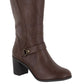 Easy Street Women's Format Block Heel Tall Boot Brown Size 11 W