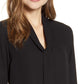 Anne Klein Women's Long Sleeve Tie Neck Top Black Size Small