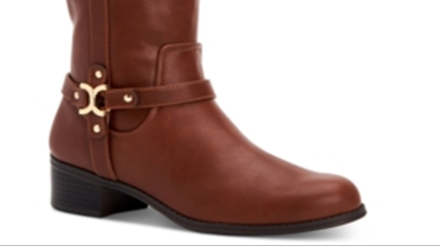 Charter Club Women's Helenn Faux Leather Wide Calf Riding Boots Brown Size 9 M