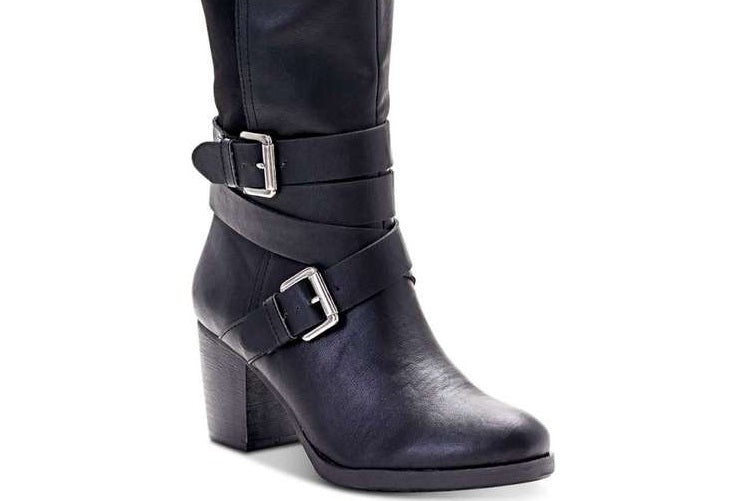 Style & Co Women's Jomaris Leather Wide Calf Riding Boots Black Size 11 M