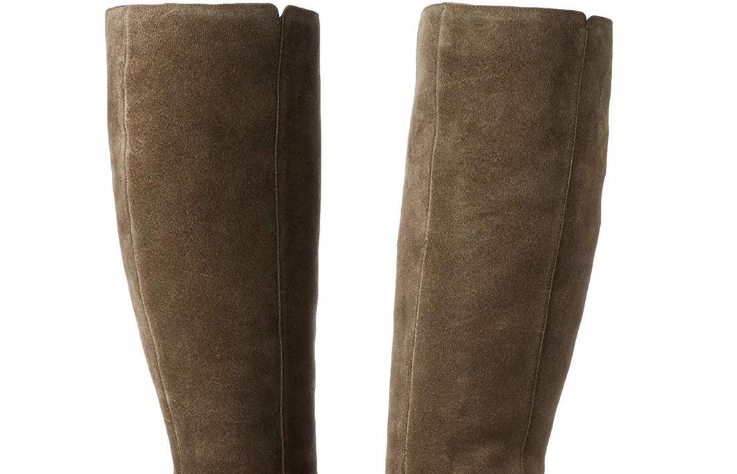 Bandolino Women's Metal Heel Accent Buckle Accent Cushioned Bilya Almond Toe Block Heel Zip up Leather Heeled Boots Green Size 9.5 M