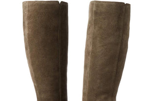 Bandolino Women's Metal Heel Accent Buckle Accent Cushioned Bilya Almond Toe Block Heel Zip up Leather Heeled Boots Green Size 9.5 M