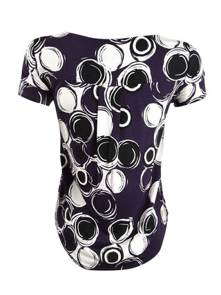 Alfani Women's Printed Round Hem T-Shirt Purple Size Petite L