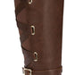 Thalia Sodi Women's Leather Almond Toe Knee High Cognac Boots Brown Size 6.5