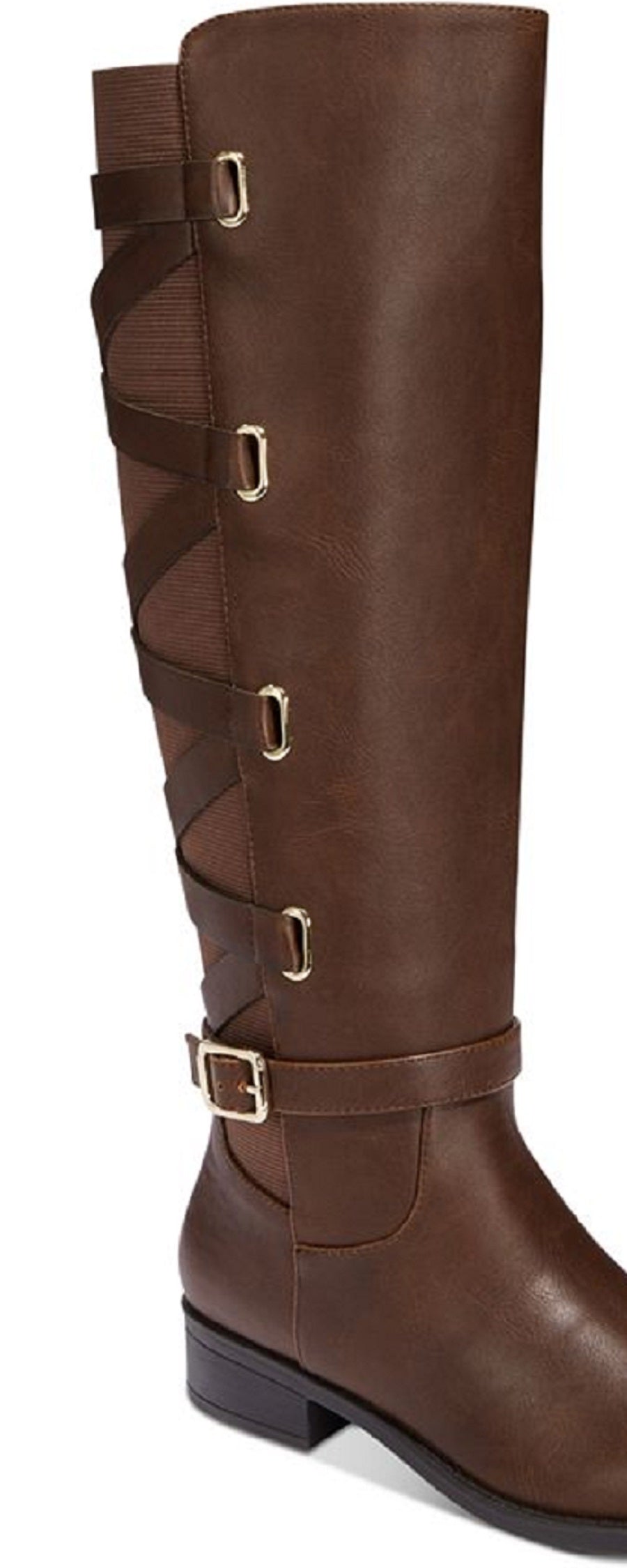 Thalia Sodi Women's Leather Almond Toe Knee High Cognac Boots Brown Size 6.5