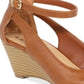 American Rag Women's Miley Faux Leather Ankle Strap Wedges Brown Size 7 M