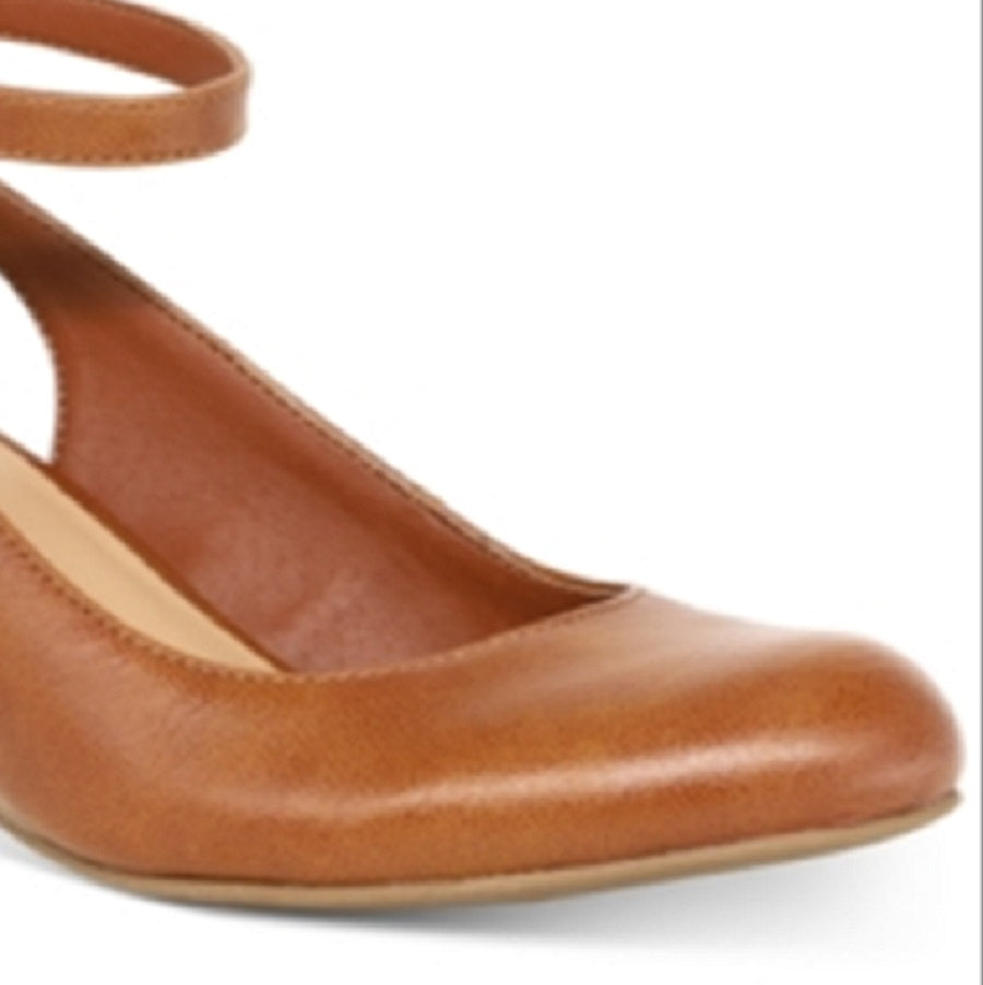 American Rag Women's Miley Faux Leather Ankle Strap Wedges Brown Size 7 M