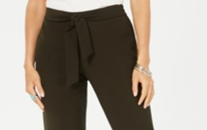 Style & Co Women's s Tie Front Crop Ankle Pants Green Size 10 Petite