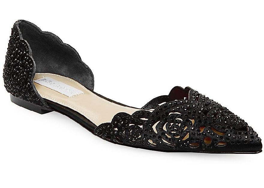 Betsey Johnson Women's Lucy Leather Pointed Toe Bridal Sandel Black Size 9.5M