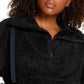 Free People Women's Faux Fur High Neck 1/4 Zip Pullover Black Size Large