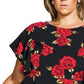City Chic Women's Plus Rose Liason Top Black Size 18W