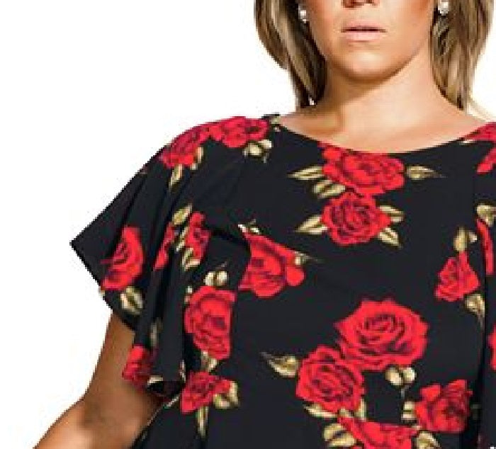 City Chic Women's Plus Rose Liason Top Black Size 18W