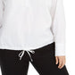 Alfani Women's Plus Popover Shirt White Size 2X