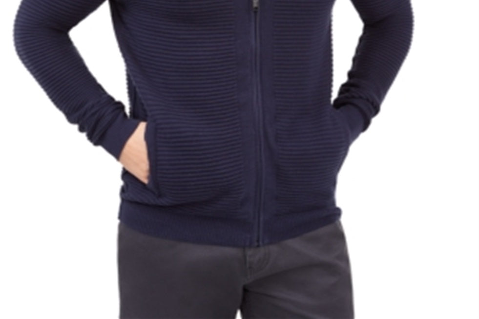 Alfani Men's Textured Zip Front Cardigan Blue Size Medium