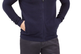 Alfani Men's Textured Zip Front Cardigan Blue Size Medium