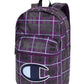 Champion Men's Plaid Zip Backpack Bag -Purple-Size Regular